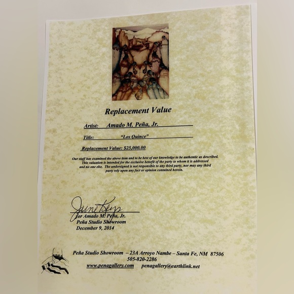 Amado Pena Mixed Media “Los Quince” Southwest Art - Picture 8 of 9